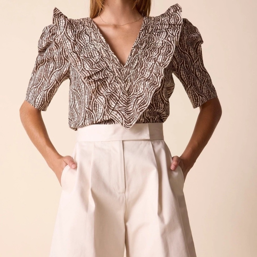 St. Roche NWT Sabine Top Cold Brew & Cream‎ Women’s 2 Cropped Organic Cotton